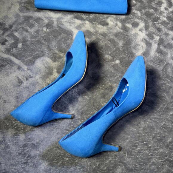 H&M Women's Heels Baby Blue Sz 7 With Matching Clutch - Picture 7 of 15